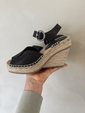 Rag & Bone Wedge Santiago Shoes Espadrille Sandals Women’s 38 7 Beige Black
